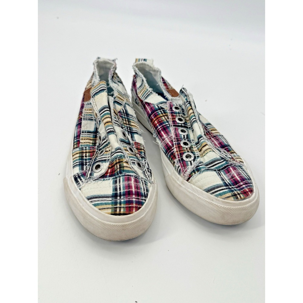Blowfish Malibu Plaid Play Casual Slip On Sneaker 6.5 Laceless Ivy League Preppy - Picture 2 of 12